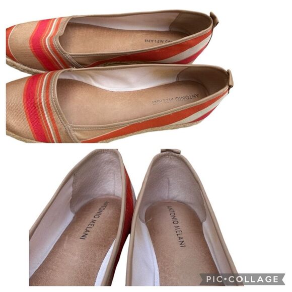 Antonio Melani Teegan Espadrilles Stripped Flat Slip On Shoes Orange Tan Size 9 - Picture 6 of 8